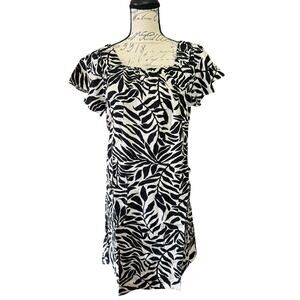 Nicole Miller Black White Linen Blend Dress Size Small
